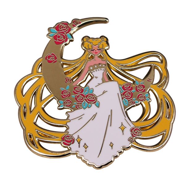 

glisten cutie sailor moons hard enamel pin kawaii schoolgirl and rabbit heart-shaped brooch magical girl pins anime fans gift anime, Blue