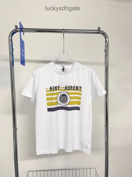 

2022 brand classic blac t shirt and polo shirts paris summer correct edition 22 spring new ys old color patch badge short sleeve t-shirt bs7, White