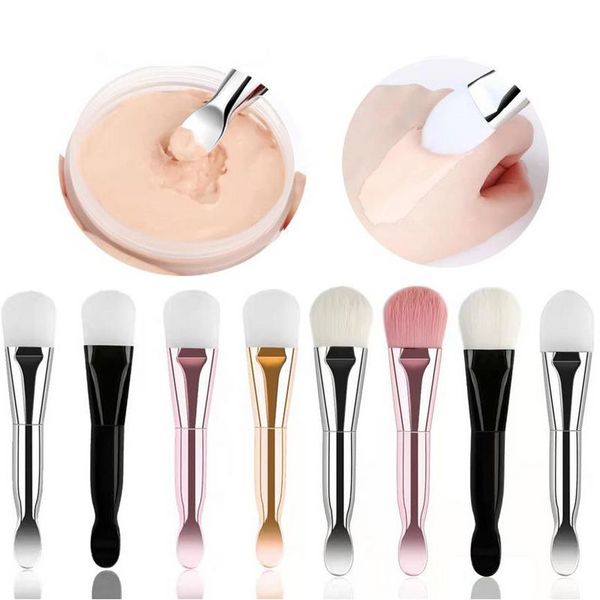 Doppelseitige Gesichtsmaske Pinsel Tragbare Gesicht Hautpflege Schönheit Kosmetik Werkzeug Fächerförmige Professionelle Make-Up Pinsel C0801P01