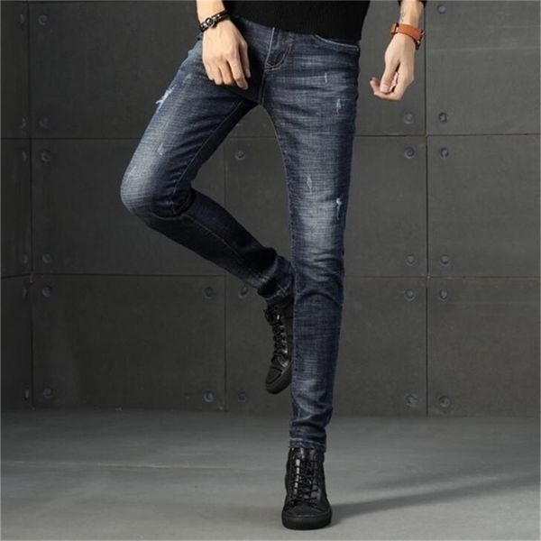 

stylish long length men jeans stretch long male pants 210318, Blue