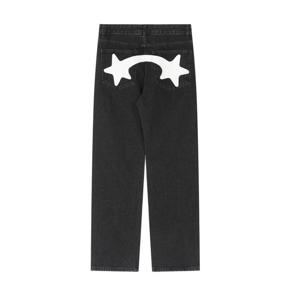 

denim straight pants designer printed hip hop pants high street men jeans distressed trousers, Black;brown