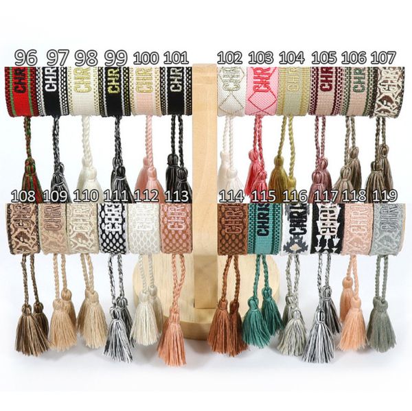 

fashion brand classic bracelets chains jewelry bangles handmade embroidered link woven tassel adjustable women men lover gift chain bangle e, Black