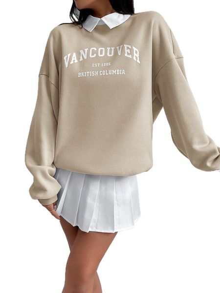 

letter graphic contrast collar drop shoulder pullover f7ia#, Black