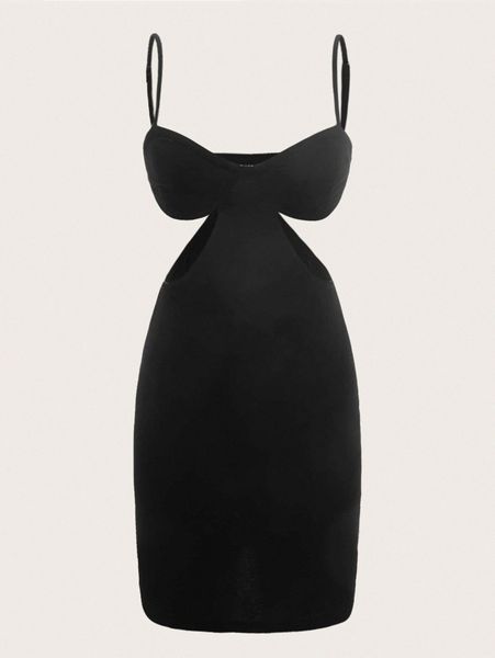 

cut-out backless cami dress s9is#, Black;gray