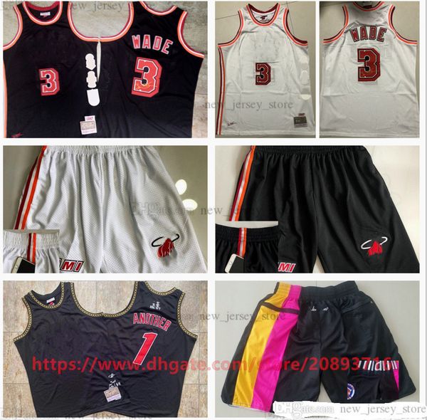 

mitchell and ness authentic embroidery basketball 3 dwyanewade jerseys retro white black real stitched breathable sport 1another jersey just, Black;red