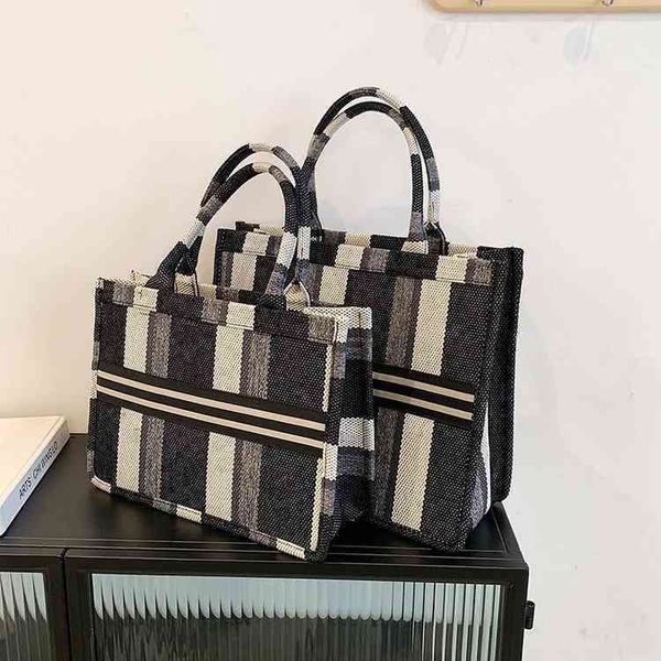 

70% off outlet store tote bag fashion handbag large capacity canvas stripe leisure travel backpack