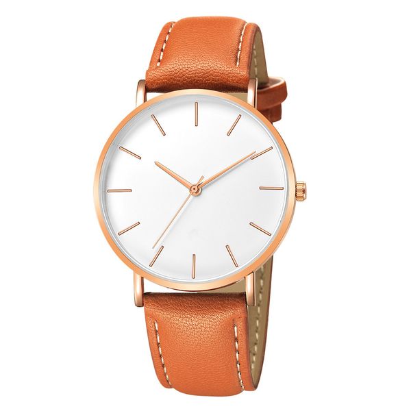 

men women casual wild belt watch ladies generous temperament wristwatches party dress matching items montre de luxe leather strap 39mm, Slivery;brown