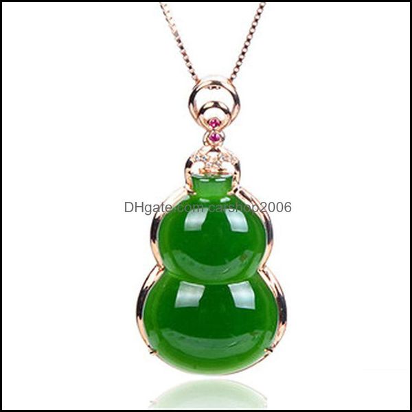 

pendant necklaces jade jasper gourd necklace retro unique ancient gold craft charm womens sier jewelry vintage for women carshop2006 dhxwo, Silver
