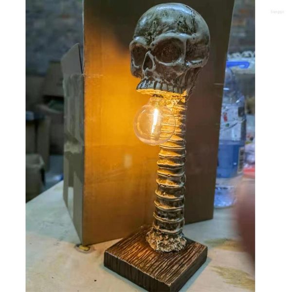 Lâmpadas de mesa Homhi Skeleton Halloween Ornamentos de resina Crafts Gaming Game Desktop Decor Lamp para o seu quarto HWL-079TABLE