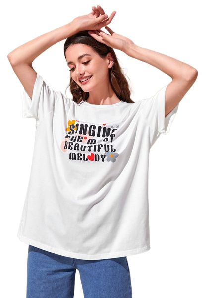 

modely slogan graphic tee 29ej#, White
