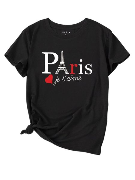 

letter & heart print tee a750#, White