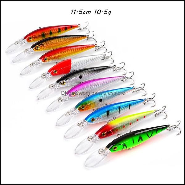 

baits lures fishing sports outdoors 10 color mixed 11.5cm 10.5g minnow hard hooks 6 treble hook fishhooks pe dn6