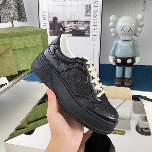 

screener sneaker beige butter dirty leather shoes running vintage red and green web stripe luxurys designers sneakers bi-color men women, Black