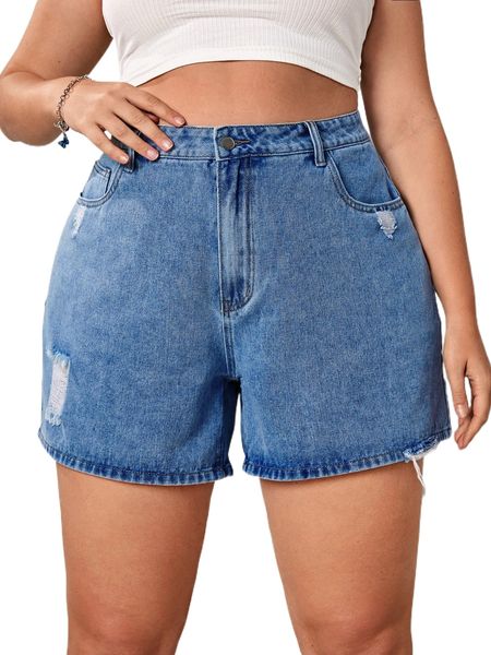 

sxy plus ripped slant pockets denim shorts e9xm#, White;black