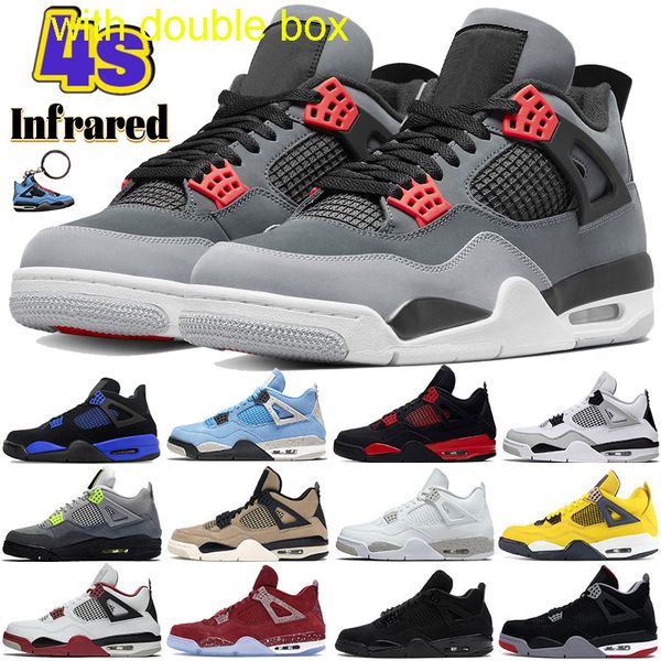 

with two boxes infrared mens basketball shoes 4 4s university blue red thunder military black game royal cat white oreo canvas bred shimmer