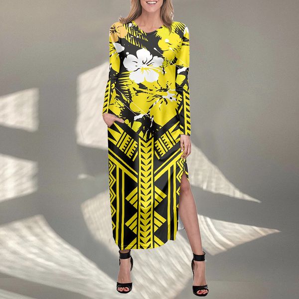 

noisydesigns yellow boho plumeria hibiscus party dresses women evening split elegant gown wholesale items for business 4xl 220627, Black;gray