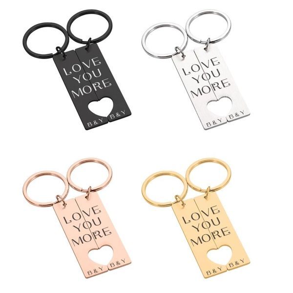 2pcs Casais personalizados Designer -chave Chave Valentine Gift No namorado Keyring marido Mulheres Chave de Keychain Presentes personalizados