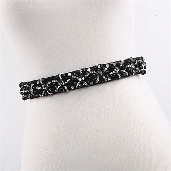 

belts women's fine elastic color diamond waist cover women's fashion versatile decoration belt accessories dia4, Black;brown