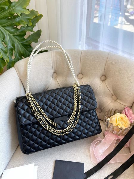 

women's designers shoulder bag luxury tote purse handbag message bags cluth brand classic leather crossbody quilted double cf 30cm gold