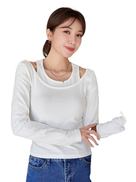 

dazy 2 in 1 cut out tee y7pf#, White