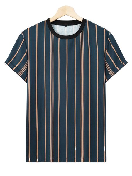

men striped contrast binding tee r9wd#, White;black