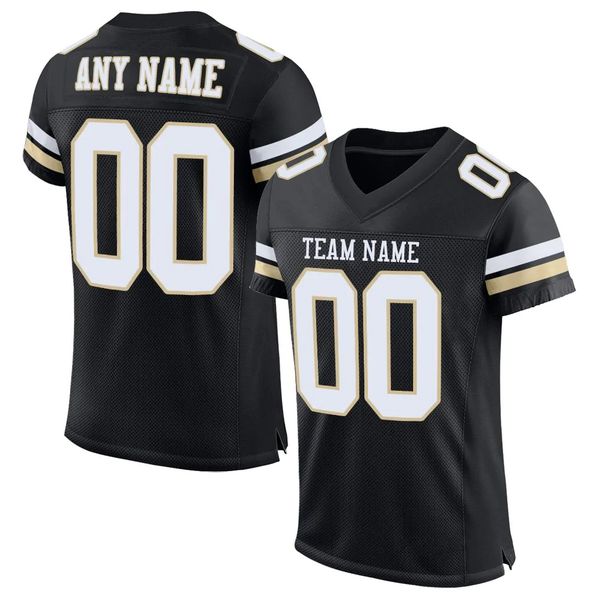 

custom black white-vegas gold mesh authentic football jersey, Gray;blue