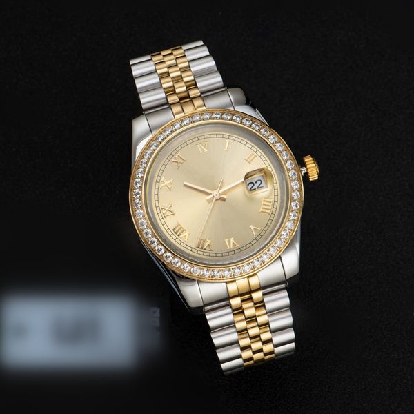 

2813 movement watch 28/31mm quartz 36/41mm automatic womens/men bezel full stainless steel women diamond lady waterproof luminous wristwatch, Slivery;brown