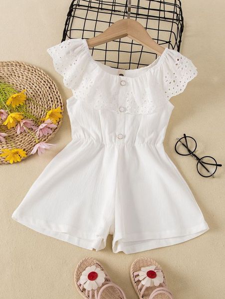 

toddler girls eyelet embroidery button front romper she, Blue