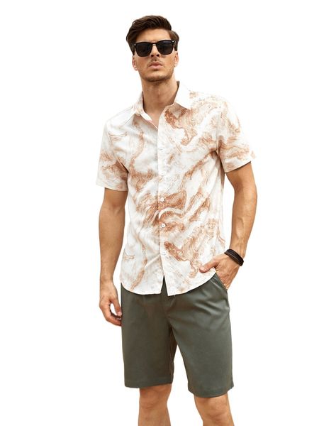 

men marble print shirt u67r#, White;black