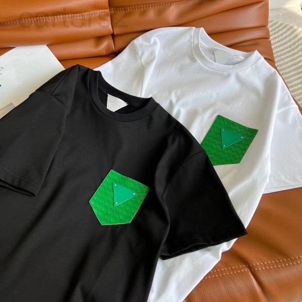 

women's t-shirt designer song qian's 2022 spring and summer bv green woven pocket color matching, leisure simplicity, men women&#0, White