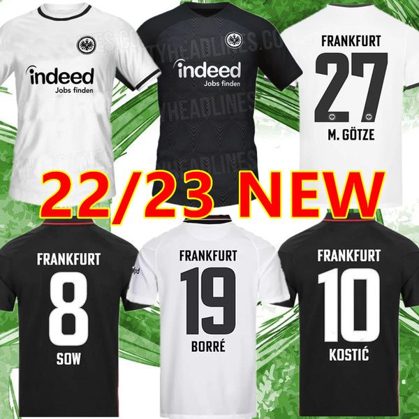 

22 23 eintracht frankfurt soccer jerseys 2022 2023 kostic sow klammers hinteregger kamada borre shirt rode ache man football uniform, Black