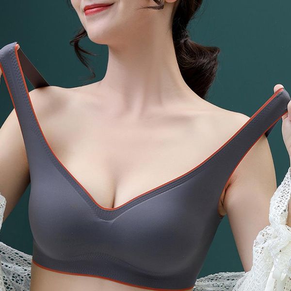 

ice silk bras seamless sports sleep anti-mite underwear bralette emulsion pad push up lingerie shockproof soutien gorge, Red;black