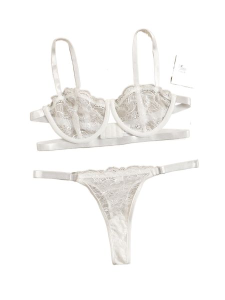 

lace underwire lingerie set 66k8#, Black;red