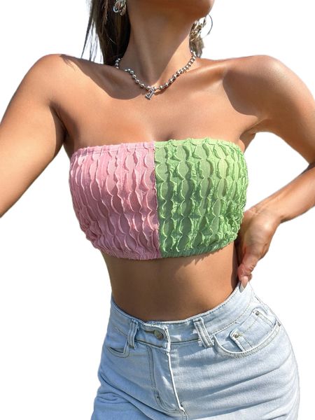 

two tone lettuce trim crop tube f1jg#, White