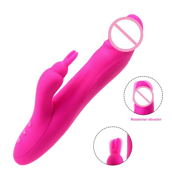 Kaninchen Rotierender Dildo Vibrator Realistische Penis Vibrierende Vagina Klitoris Stimulieren 7 Geschwindigkeit 360 Rotationsmassagegerät Erwachsene sexy Shop