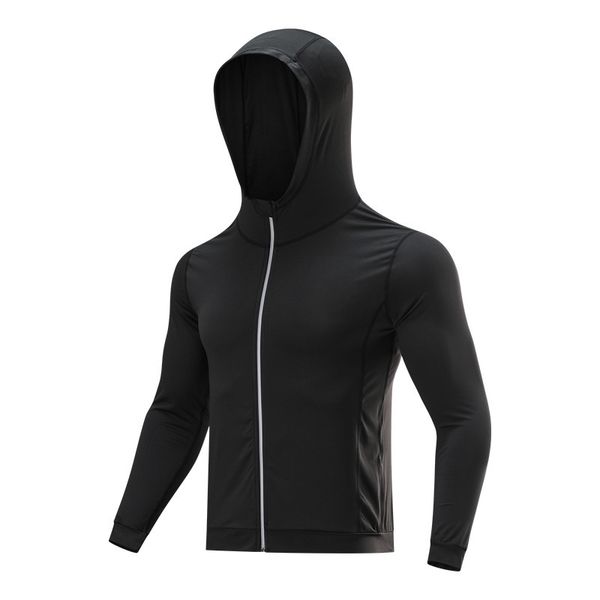 

zipper men running jackets winter autumn hoodies sport shirt men hat fitness gym training sport men's sportswear, White;black