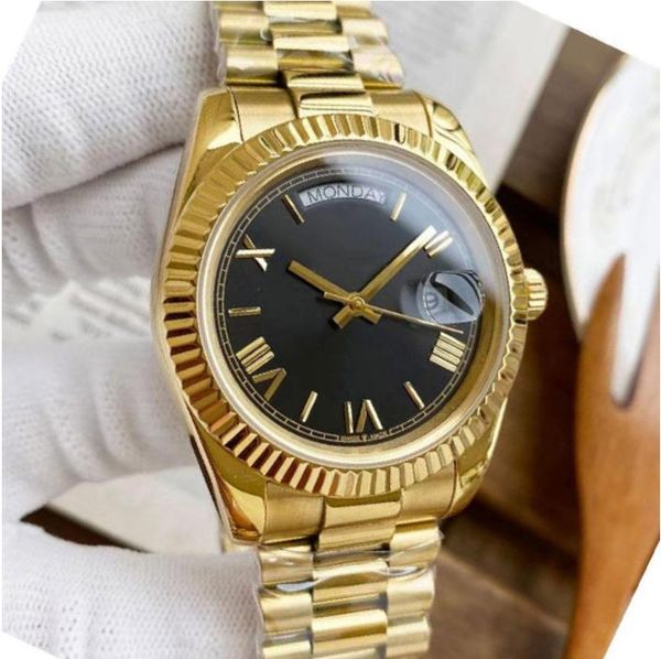 КТ мужские наручные часы 228238 40 мм римские цифры Механические автоматические Азии Движение 2813 Движение желтого золота браслет из нержавеющей стали роскошные часы