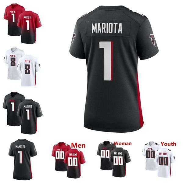 

fans custom atlanta''falcons''mens women kids 1 marcus mariota 8 kyle pitts jersey julio jones grady jarrett calvin&#039, Black