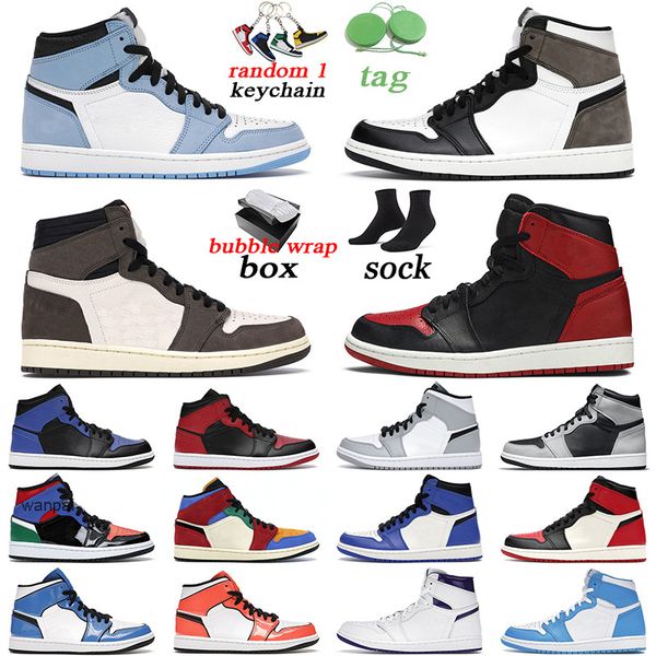 

with original box men women jumpman 1 banned basketball shoes 1s university blue dark mocha hyper royal outdoor mens trainer