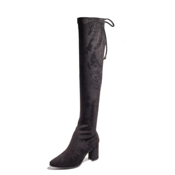 

womens over knee micro suded boots women classic designer boots ladies thigh-high boots lady high heels zy887246a, Black