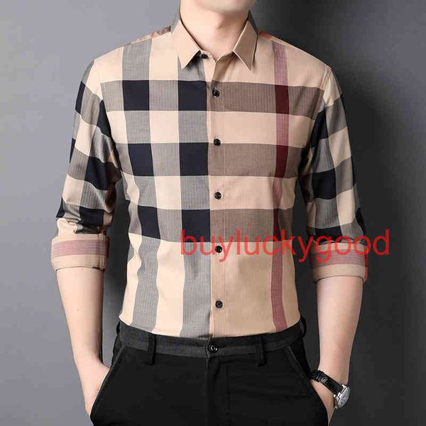 

good brand hoodies long sleeved shirt men's autumn new casual loose lapel youth korean non iron plaid shirt, Black