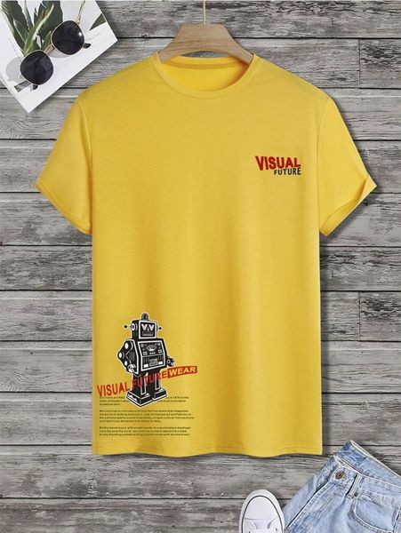 

men slogan & cartoon graphic tee e7xt#, White;black