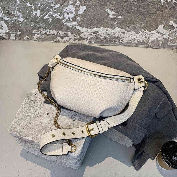 

korean simple woven small belt bag fashion summer fashion shoulder chain bag women's with versatile waist bag 220712