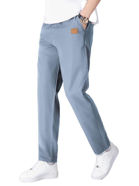 

men patch detail slant pocket pants y9l0#, Black