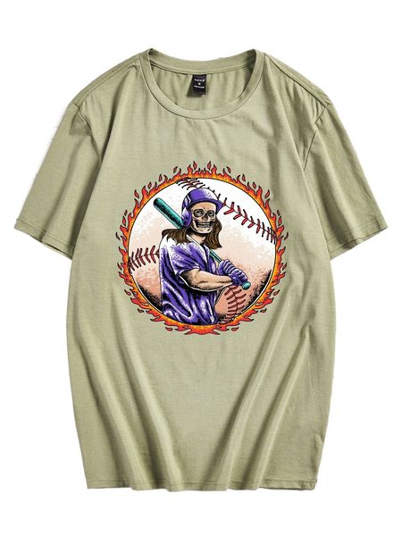 

x naladhita men fire & skeleton print tee g0oz#, White;black