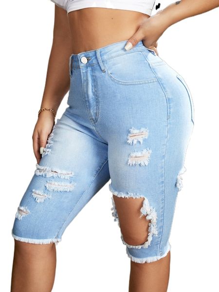 

sxy high waist ripped raw hem denim shorts d8we#, White;black