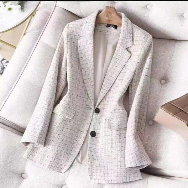 

t202 womens suits & blazers tide brand high-quality retro fashion designer grid series suit jacket lion double-breasted slim plus size women, White;black