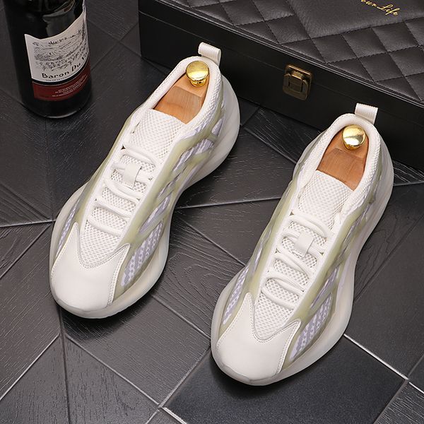 

british designers dress wedding party shoes fashion mesh breathable vulcanize casual sneakers round toe thick bottom driving walking loafers, Black