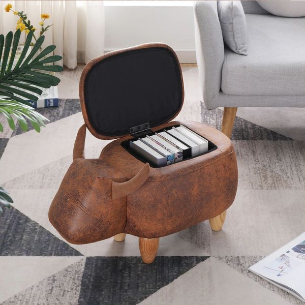 

children's decorative animal storage stool osman bedroom furniture brown children's footstool with solid wood legs