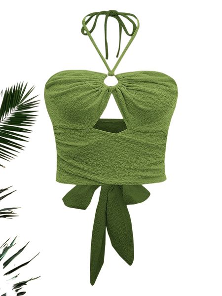 

tie back cut out front halter d9wk#, White